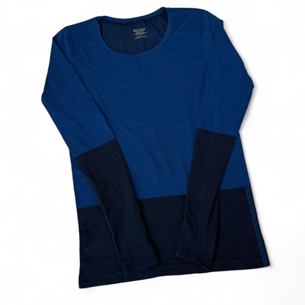 Athleta Flurry Colorblock Blue & Black Base Layer - Size L